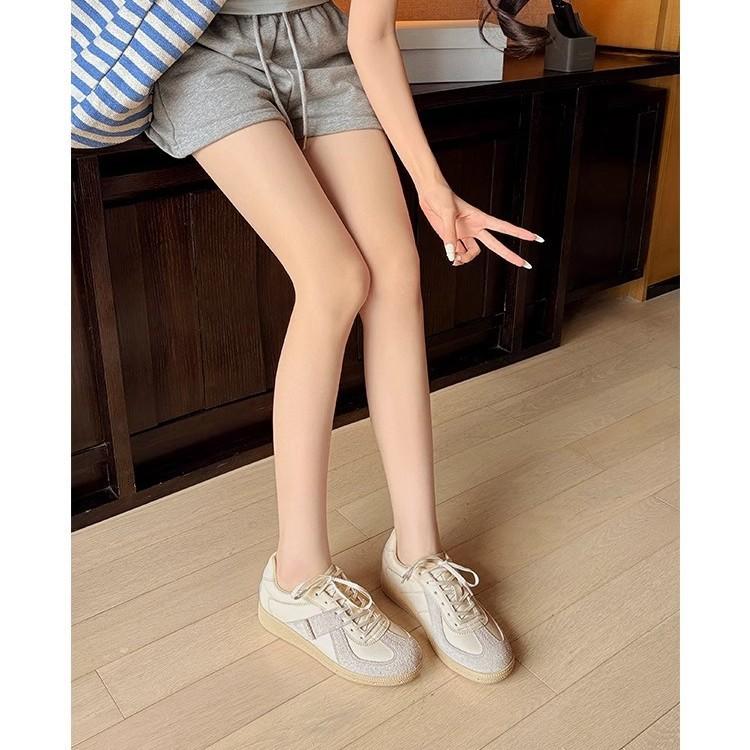 2025 new round head color matching lace-up casual sports shoes low-top flat baseplate shoes casual versatile breathable German training shoes