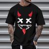 Summer Round Neck 3D Neon Graffiti Skull Graphic Print Top Fashionable Casual Short Sleeved Men's T-shirts
