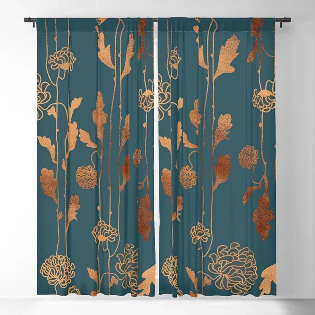Wildflower Bouquet Botanical Floral Window Curtains for Dining Area Living Room Modern Curtain for Living Room