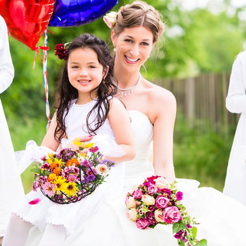 2pcs Flower Girl Basket Wedding Flower Baskets Metal Baskets Home Decor