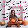 32 ks Kreativní papírová dekorace do dětského pokoje Opakovaně použitelné party dekorace 3D Růžový papírový netopýr Halloweenská domácí dekorace Netopýří pokojová dekorace