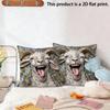 2pcs  Funny Happy Goat 2D Print Throw Pillow Covers Home Decor Cushion Cases for Sofa Bedroom Living Room Cushion Cover