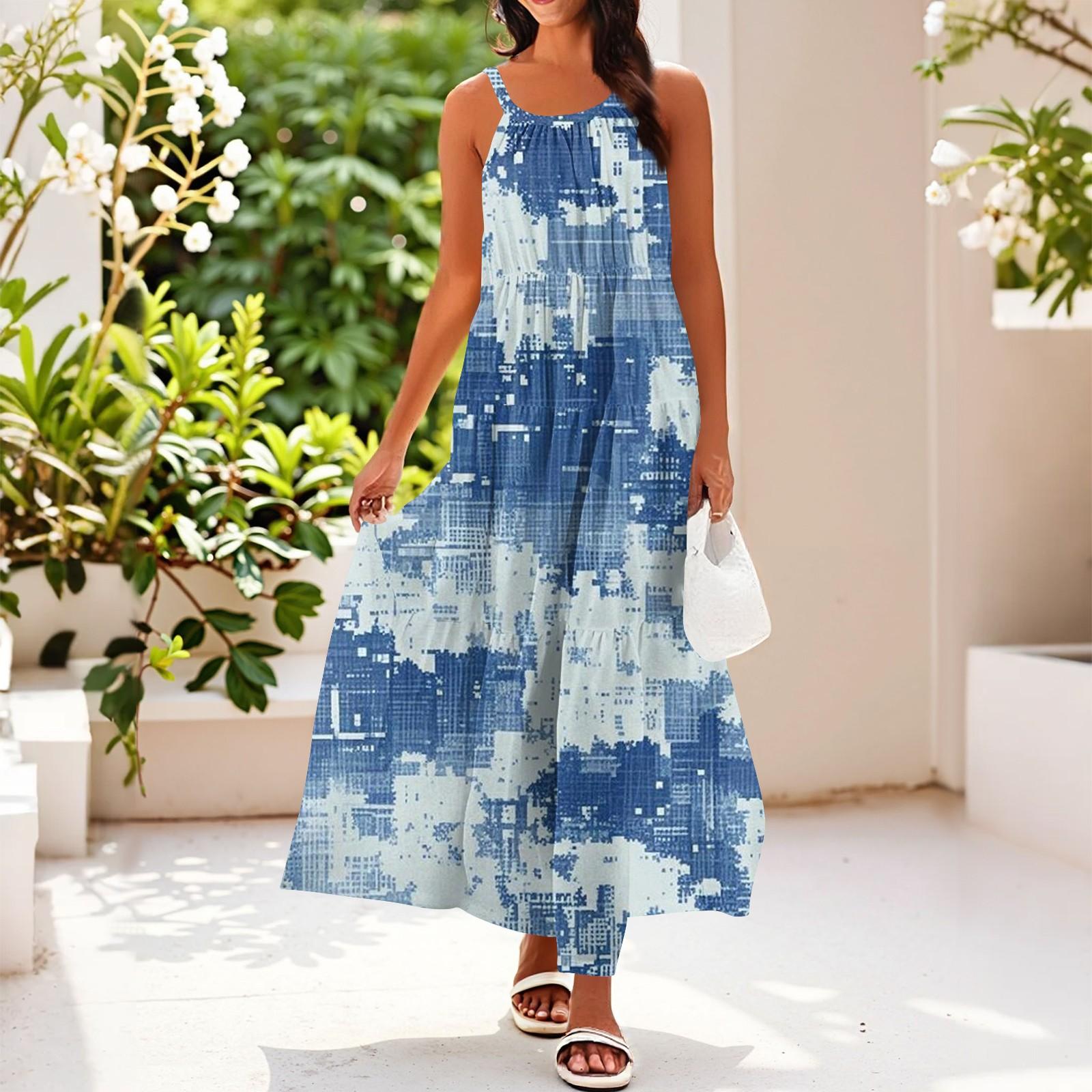 Женское летнее повседневное модное платье без рукавов на подтяжках S