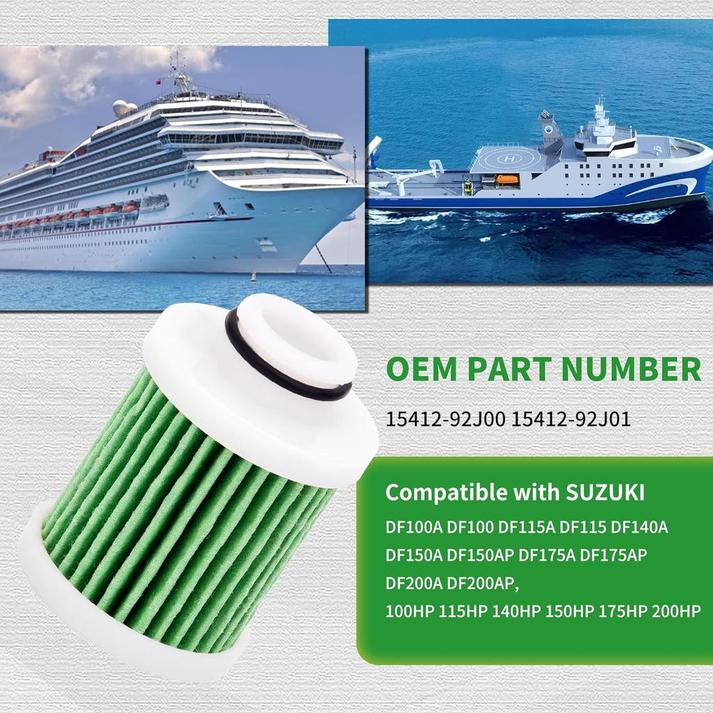 AHL Fuel Filter 15412-92J00 15412-92J01 Compatible With Suzuki Outboard DF100A DF100 DF115 A DF140A DF150A DF150AP DF175A DF175AP DF200A