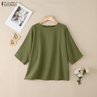 Women Casual Round Neck Loose Summer Half Sleeve Blouse