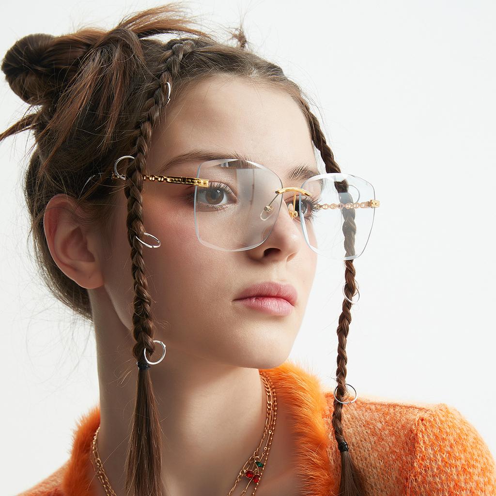 Borderless Square Sunglasses, Large Frame Face-Covering Glasses For Women, Exquisite Large Frame Sunglasses For Men