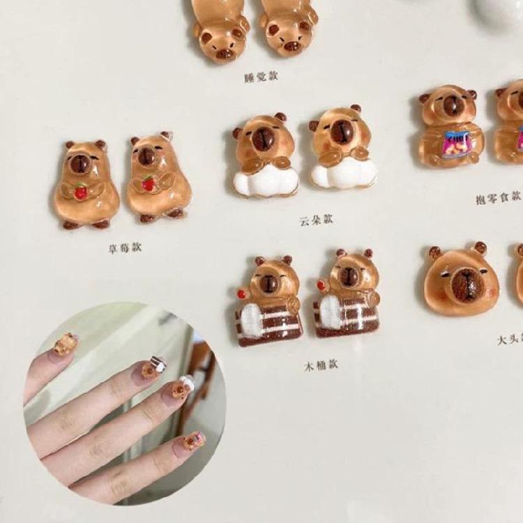 100pcs Capybara Miniatures Animal Figurines Garden Landscape Dollhouses Desk Ornaments DIY Craft Nail Charms Decoration
