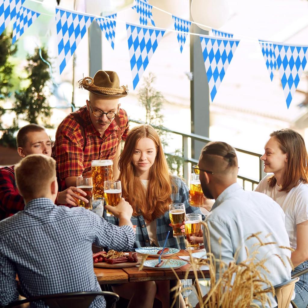 CHRORINE 99 Feet Oktoberfest Pennant Banner Bavarian Bunting Flags, Oktoberfest Decorations Party Supplies, German Party, October Festival