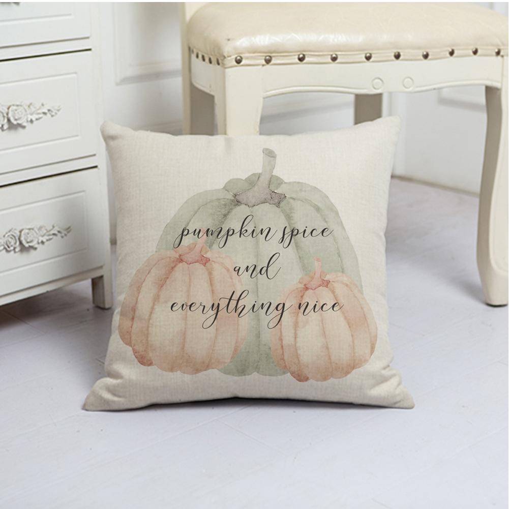 White Pumpkin Thanksgiving Garland Flax Pillow Case European and American Fashion Home