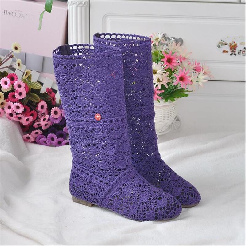2025 Hollow Boots Shoes Breathable Knit Line Mesh Fashion High Help Summer Women's Boots High To Help Women's Shoes 11 Colors