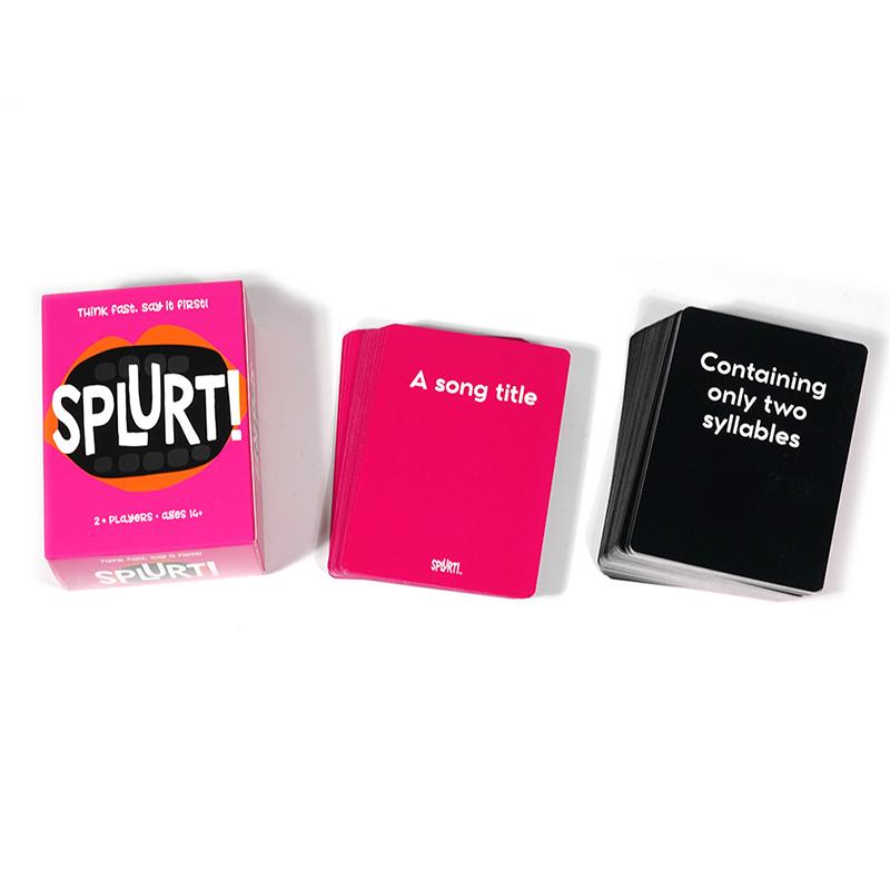 Splurt Denke schnell Sag es zuerst Tragbares Party-Kartenspiel Rosa Brettspiel Weihnachts-Geburtstagsfeier-Spiel Geschenke