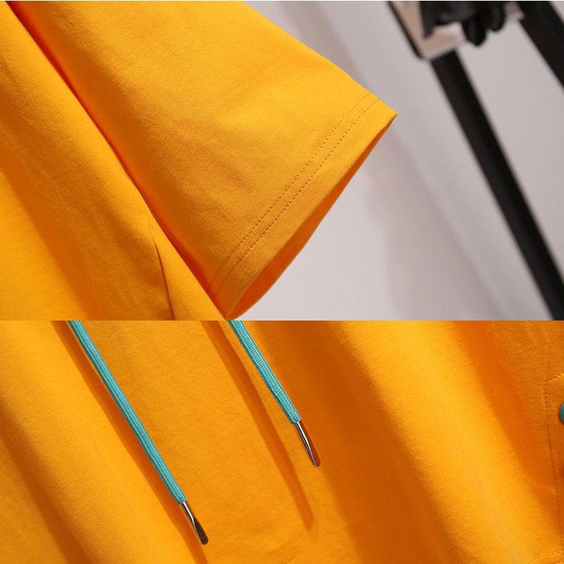 Short Sleeve 7 / 3 Sleeve Hooded Sweater Women's Middle Sleeve Spring and Summer Korean Loose Hooded Top