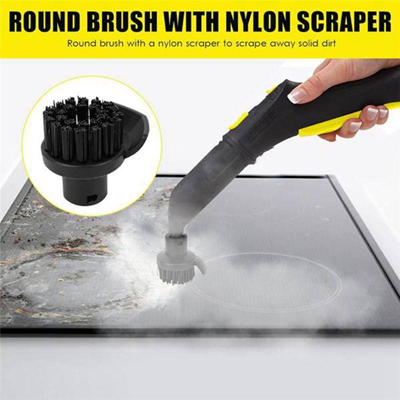 AEE4-Window Nozzle Scraper Round Brush Steam Set For Karcher SC2 SC3 SC4 SC5 SC7 Steam Cleaner Part Remove Stubborn Stain