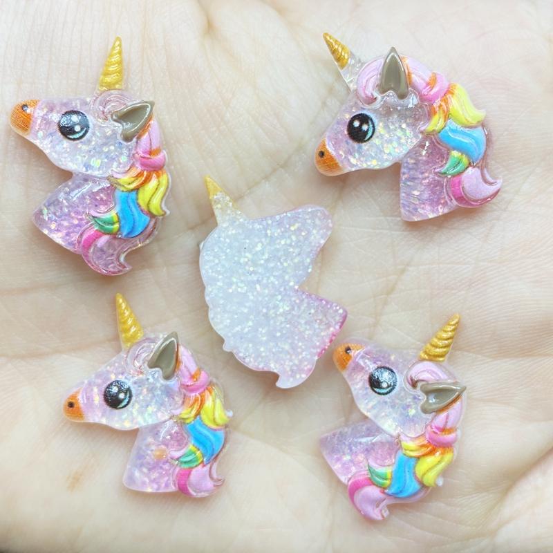 12pcs Unique Mixed Shiny Unicorn / Candy Flat Back Figurine DIY Wedding Scrapbook Decor Home Craft C01
