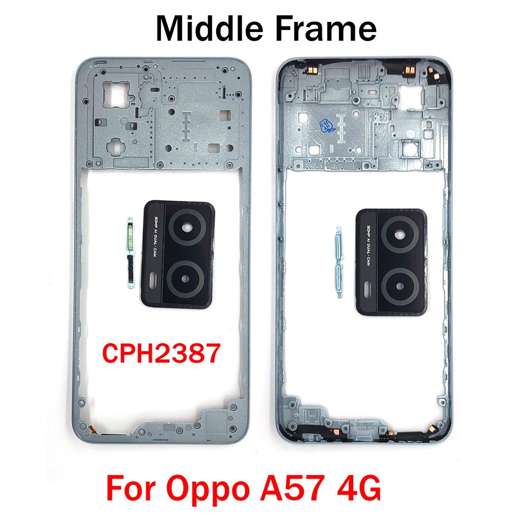 Per OPPO A5s A5Xs A15 A15s A16 A16s A36 A54 A74 A93 A57 A76 4G 5G Telaio Centrale Scocca Cornice + Pulsanti Laterali + Lente Fotocamera