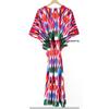 Women Hippie Cotton Summer Sleepwear Ikat Print Multi Long Maxi Caftan Dress CKFTN-SCRN-FULL-BUYIT-102