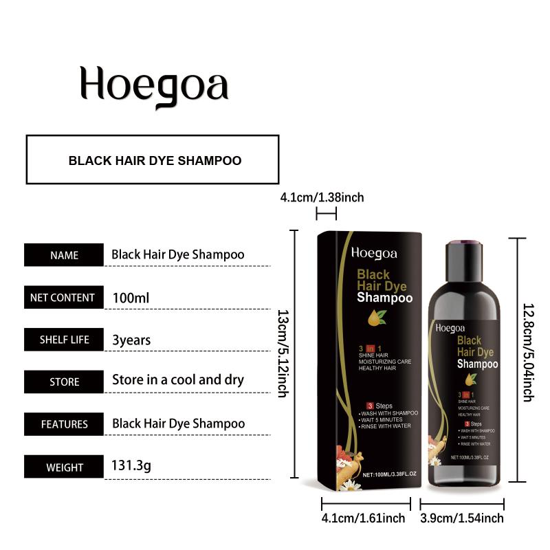Hoegoa 100ml 3 In 1 Herbal Black Hair Dyeing Shampoo Color Gray To Natural Black Polygonum Multiflorum Hair Dye Shampoo