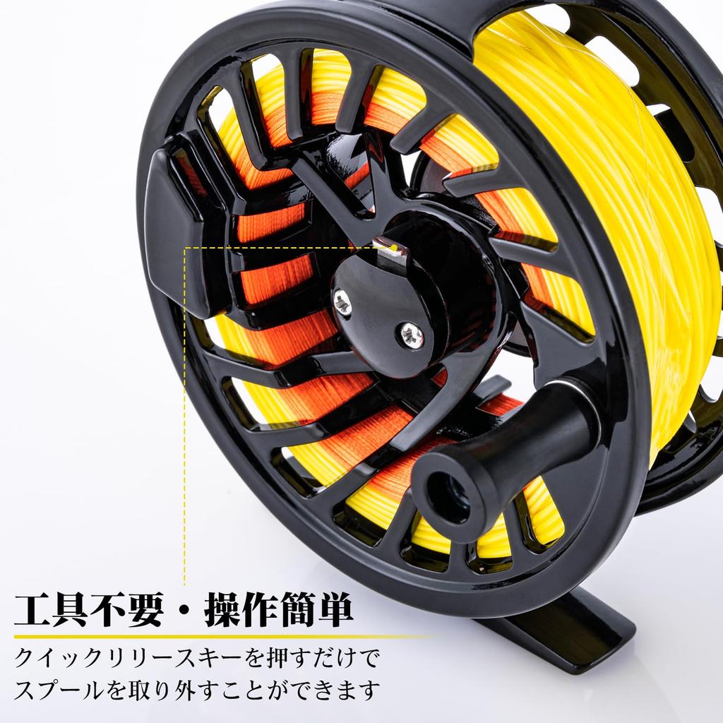 Goture Fly Reel Spool with Fly Reel Lightweight Interchangeable Left and for Smelt Fishing and Hechi Black Line, 5/6" Parts, Aluminum,
