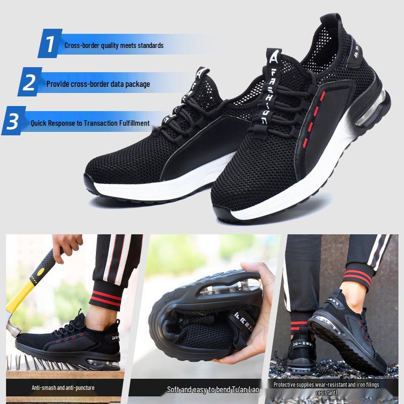 Lightweight Breathable Steel Toe Work Shoes - Anti-Smash, Anti-Puncture, Wear-Resistant & Comfortable for Long-Lasting Safety.