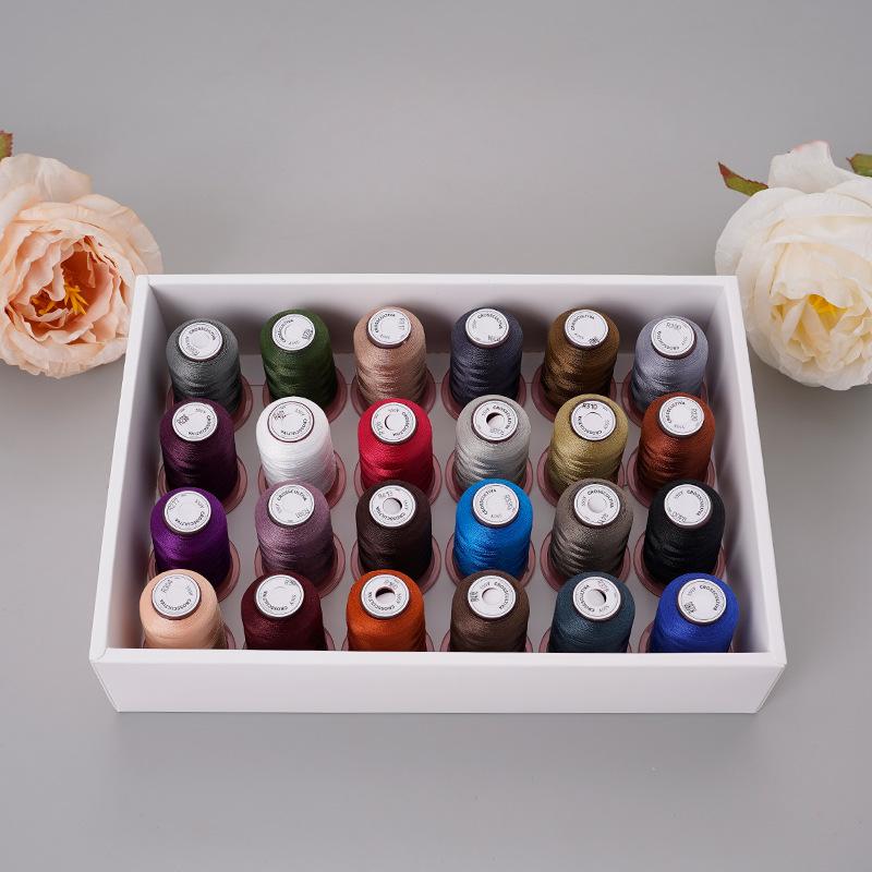 

120D 550 ярдов Универсальная красочная полиэфирная нить для вышивания, набор из 24 цветов