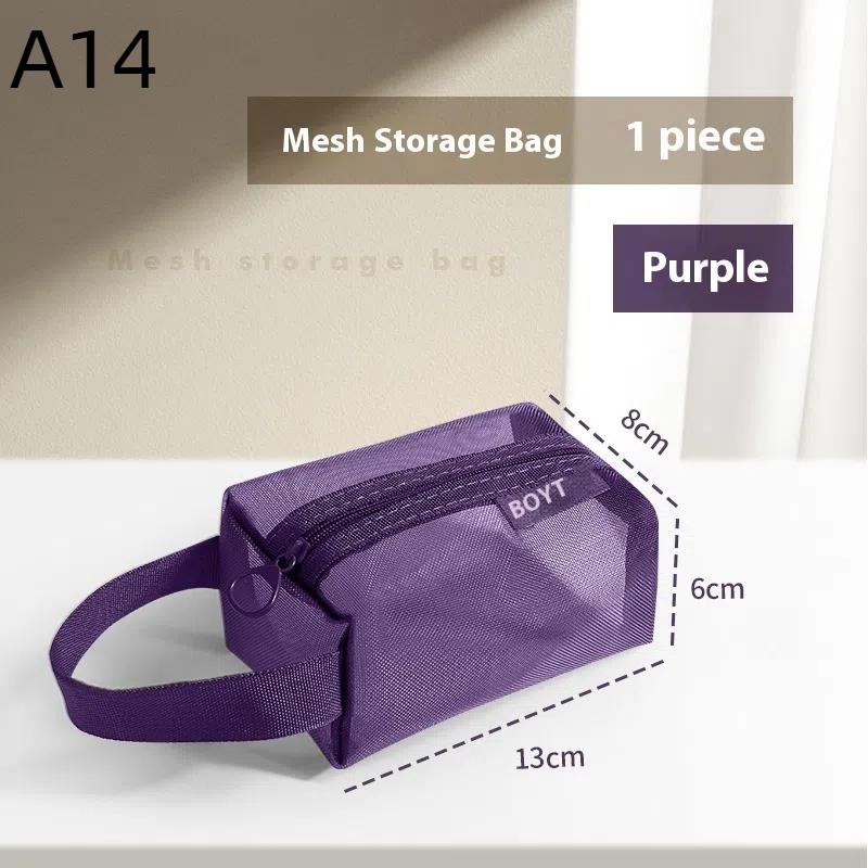 1Pc Portable Mini Zipper Mesh Storage Bag Coin Purse Small Square Mesh Coin Purse Travel Storage Carry Pouch With Zippered