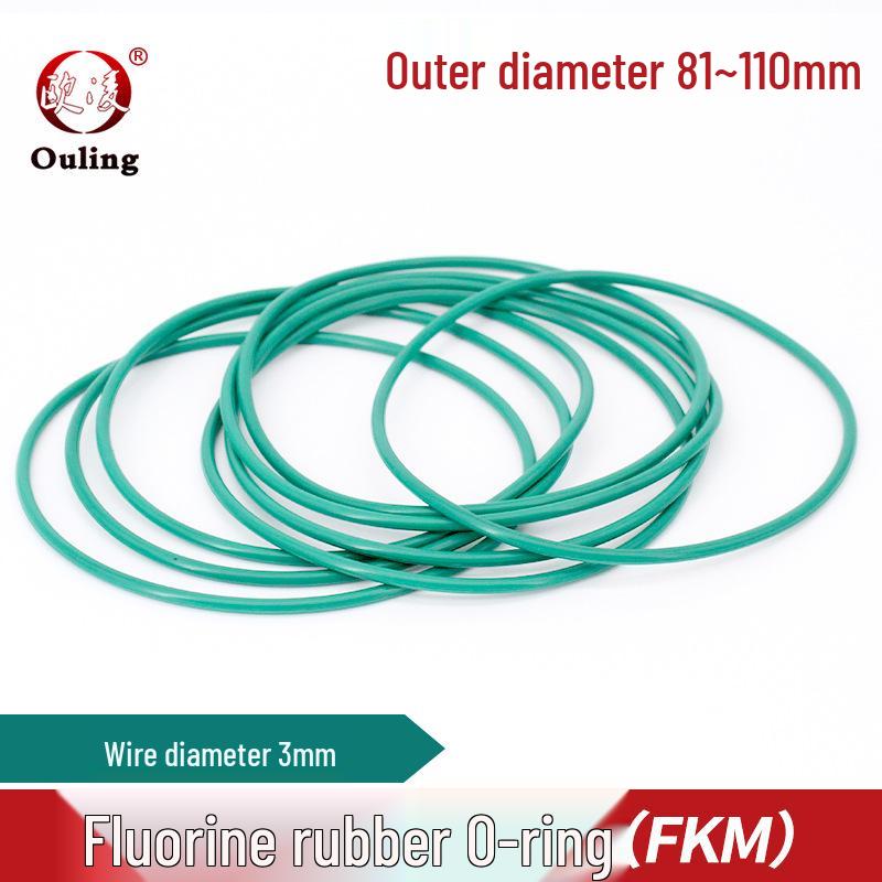 Green Fluororubber Seal Ring, OD Options: 81/85/88/90/91/92/95/96/100/105/110mm, Thickness: 3mm