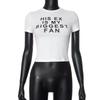 European and American women's clothing new tops, hip-hop fashion street squeezed printed letters, slim-fitting pleated short-sleeved T-shirt