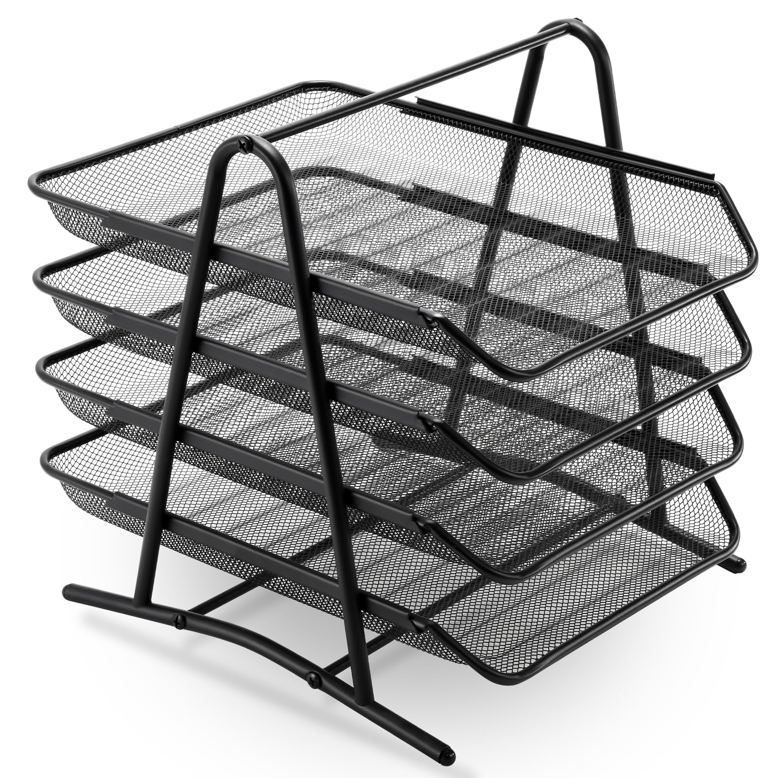 Mesh Desk Organiser 4 Tier Letter Tray Organizer Office Desktop Document Paper File Storage Mesh Filling Collection чёрный
