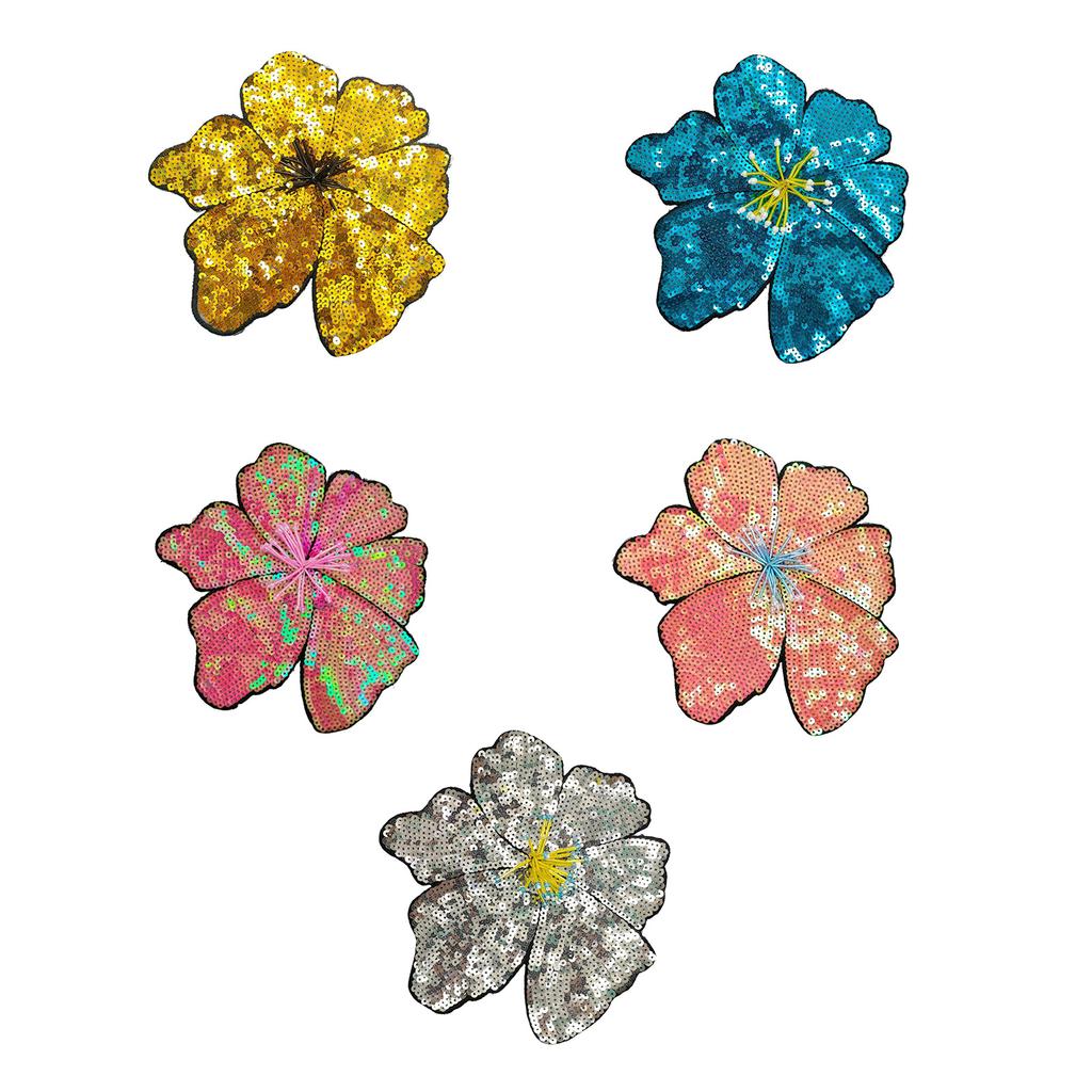 Embroidery Fabric Flower Patch Sequined Applique For Easy Application On Various Textiles Craft Costume Garment Decors