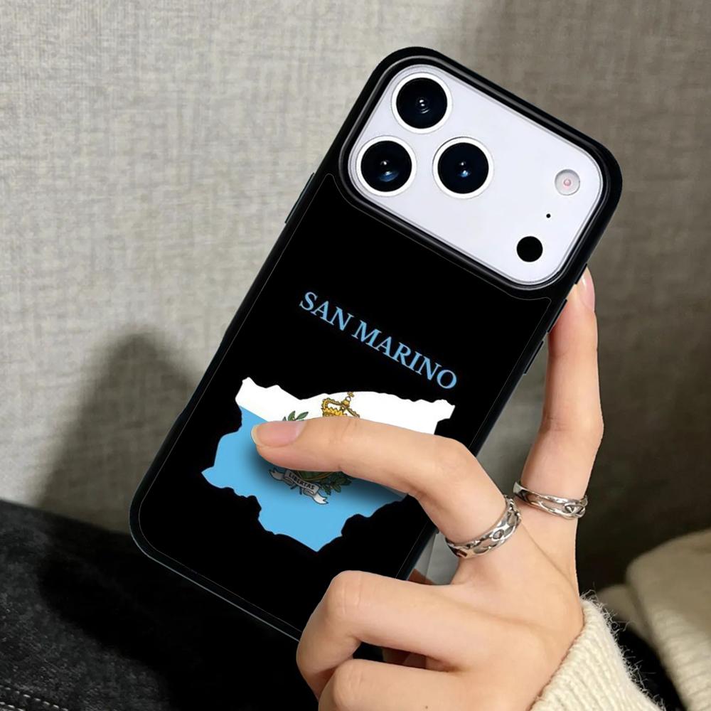 Capa Case for iPhone 17 Air 16 Pro Max 15 Plus 11 13 Mini 14 12 Back Phone Cover San Marino Flag