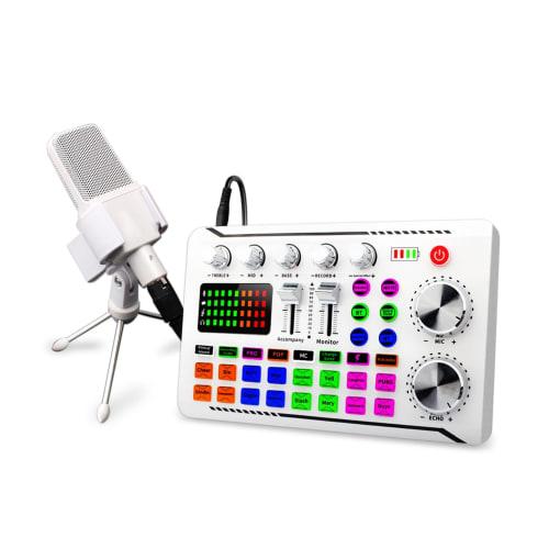 BONKYO M998 Karaoke Microphone Set for Home DJs, F998 DJ Mixer Set, Live Sound Card, Male/Female Voice Changer/Audio Mixer, Streaming Equipment for Co