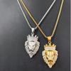 AAA CZ Crown Lion King Pendant Gold Silver Plated Punk Hip Hop Animal Lion Lion Head Men's Stainless Titanium Steel Necklace