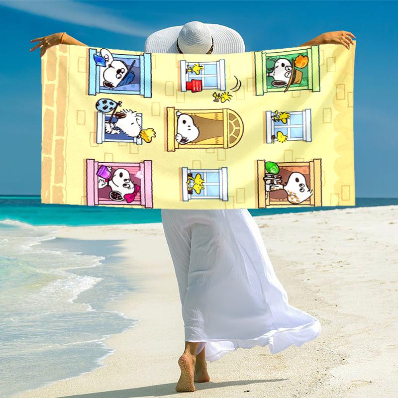 Snoopy beach towel Outdoor camping Beach towel for vacation swim Outdoor pool Absorbent bath towel