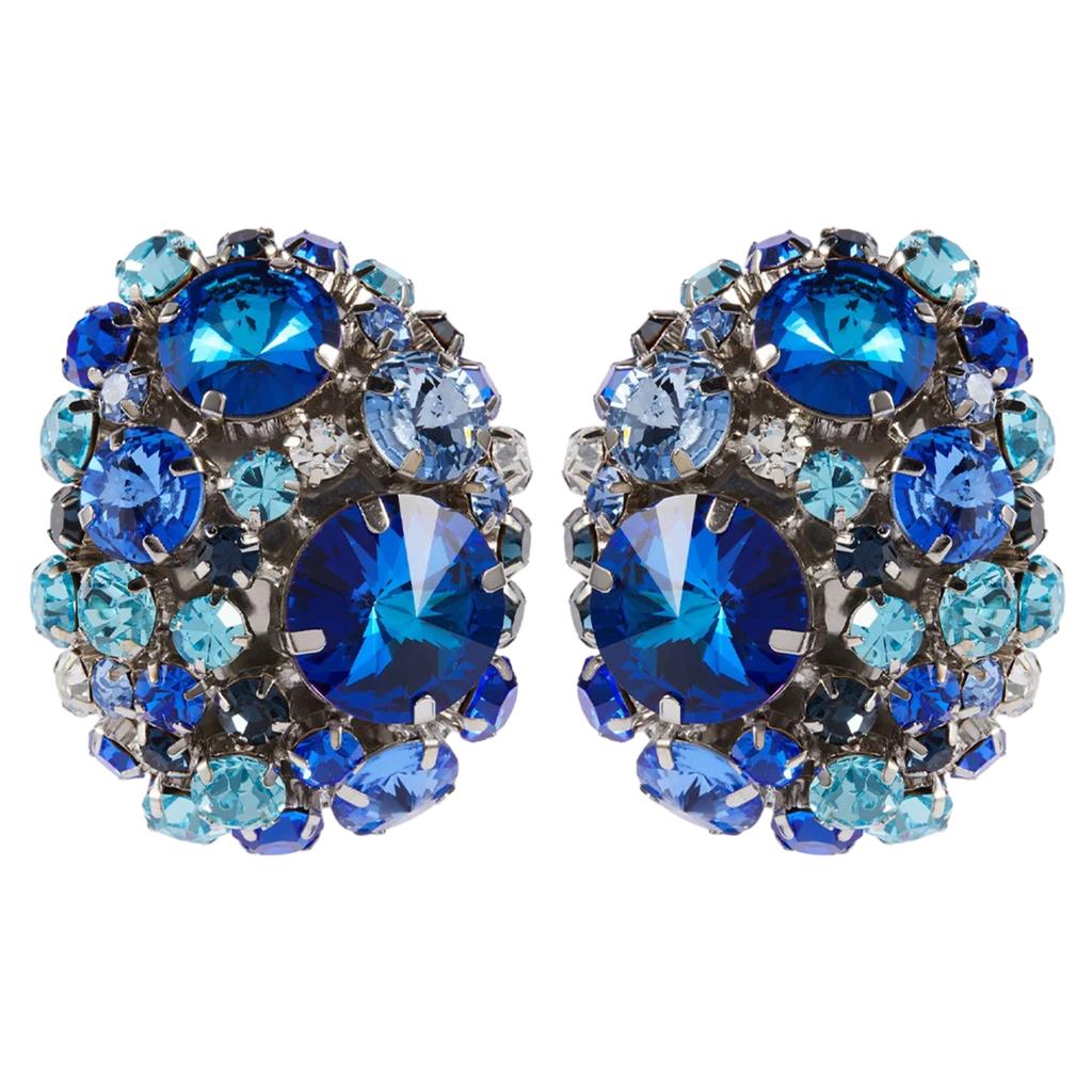 Elegant Round Crystal Ear Clips Colorful Rhinestone Earrings Stylish Non Pierced Ear Rings for Women Christmas Gift