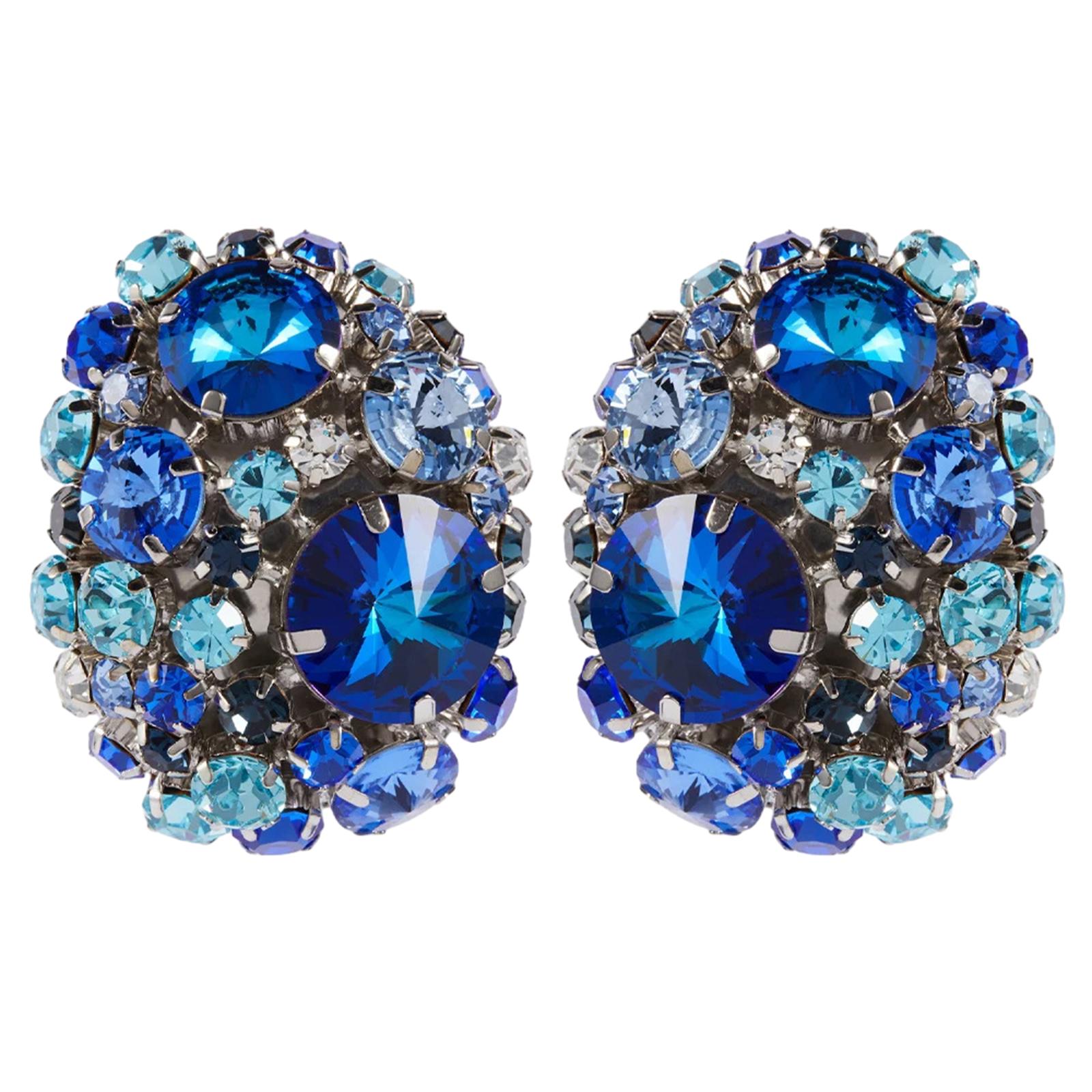 

Элегантные круглые клипсы для ушей из кристаллов, серьги с разноцветными стразами, стильные серьги-кольца без прокола для женщин, рождественский подарок синий