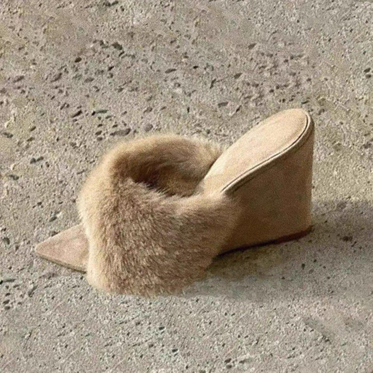 

Обувь Мао Мао женская обувь на танкетке с острым носком полушлепанцы для улицы весна-лето новая ленивая обувь из хлопка на одном педале внешняя торговля 40 абрикосовый