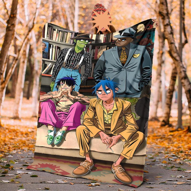 Gorillaz Flannel Blanket Soft Warm All-Season Throw, Design for Camping, Car Travel, Hiking Sofa, Bed, Office Perfect Gift for Parties