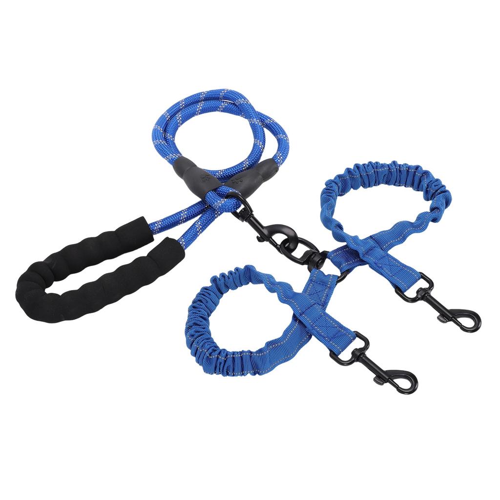 Dual Dog Leash Anti Tangling 360 degrees    Joint Shock Absorbing Night Reflective Double Ended   Pet Leash