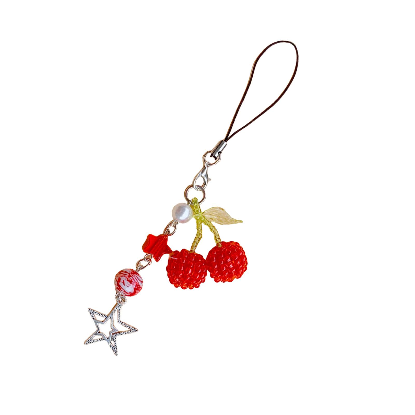 

Стильный телефонный шнурок с подвеской в виде вишни, съемный цветной брелок с бусинами, портативный аксессуар для женщин и девочек A