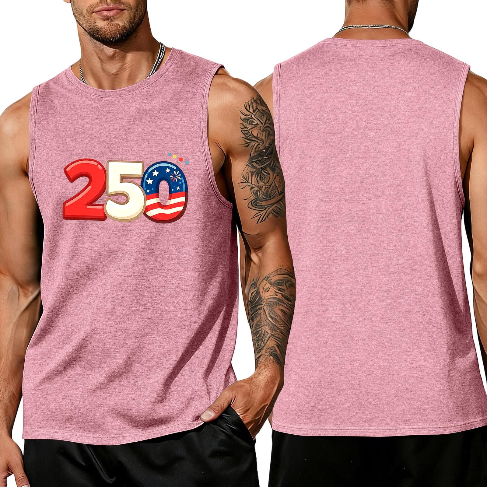 

Men s Sleeveless Tank Top Loose Fit Casual Summer Daily Wear Lightweight Breathable Muscle Shirt L рожевий