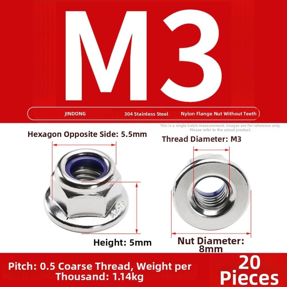 Nylon Insert Flange Lock Nuts Stainless Steel Serrated Nuts New Fastener Nuts  GB Standard