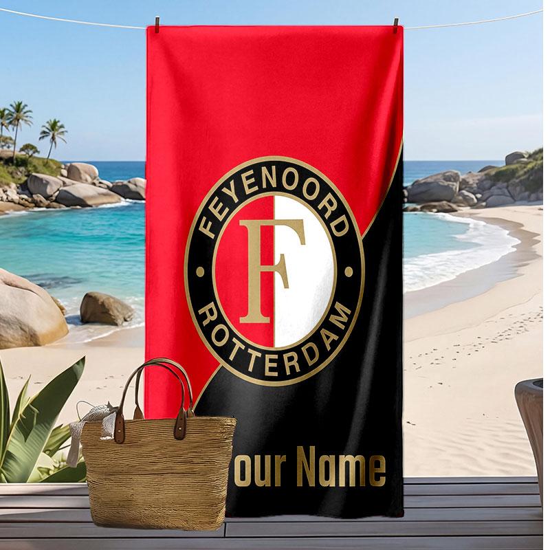 Asciugamano da Spiaggia Personalizzato Feyenoord Stampa Logo Calcio Supporto Nome Personalizzato Testo Asciugamano Assorbente Per Sport Viaggio Regalo Speciale