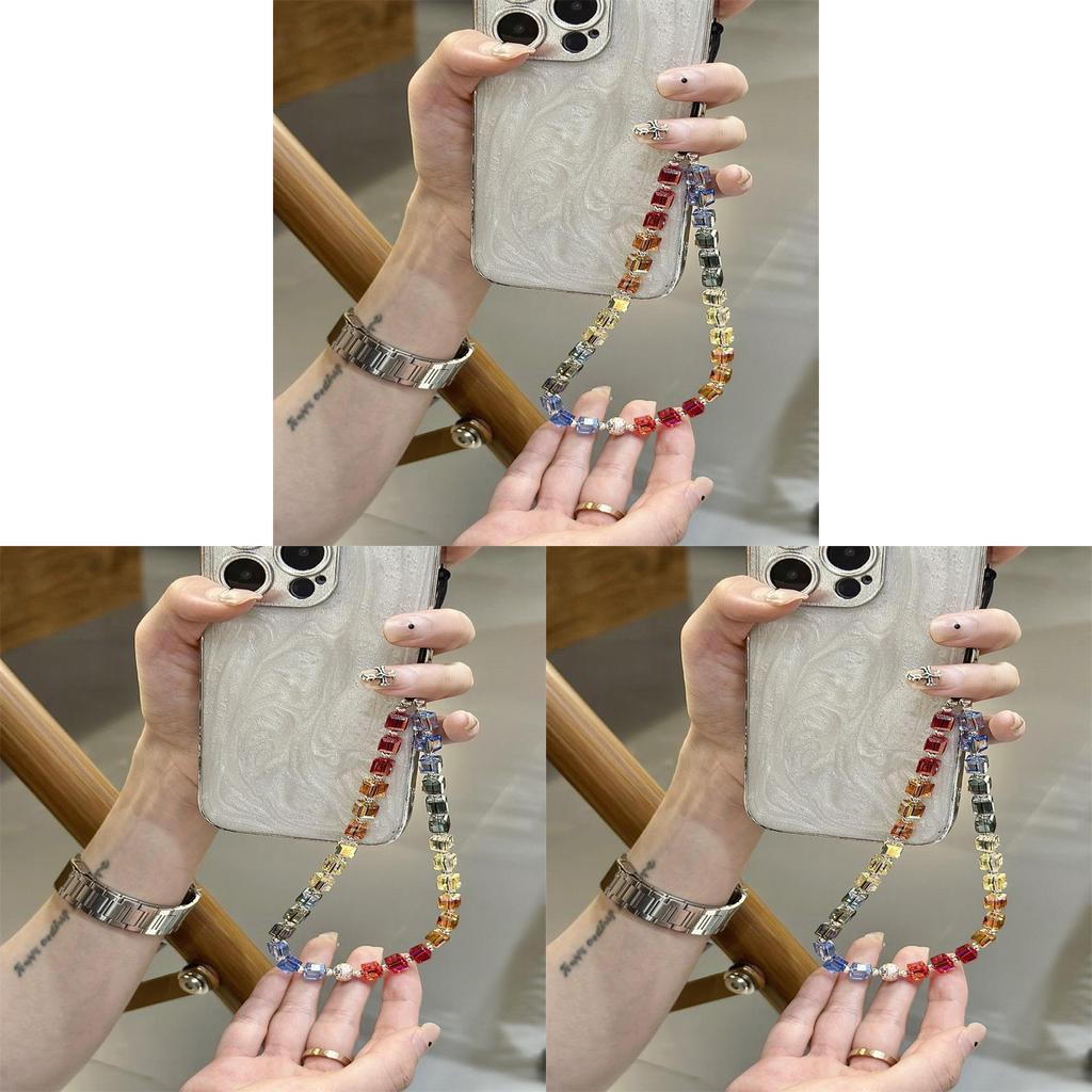 Rainbow Crystal Gradient Pvc Phone Lanyard With Plastic Buckle For Men And Women