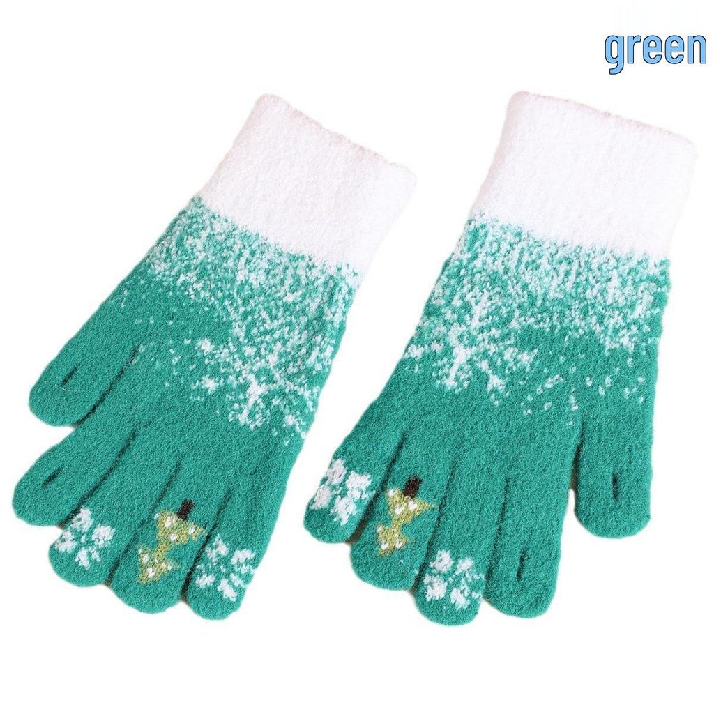 Snowflake Touchscreen Knit Wool Winter Gloves for Outdoor Cycling