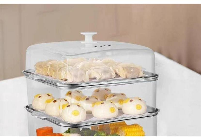 Smart Electric Steamer: Multi-functional, Three-layer Breakfast Maker with Temperature Control and Auto Power Off