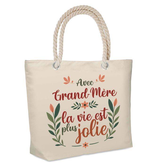 Sac cabas - PLANETEE - Grand-Mère « la vie est plus jolie » - Isotherme - Jute naturel - Imprimé en France