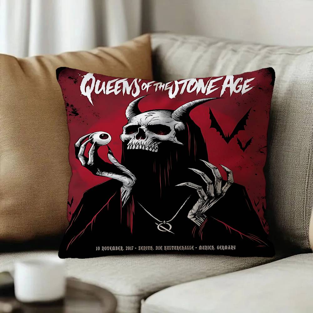 Band QQueens Of The Stone Age Office Cushion Pillowcase Car Cushion CoverXCM Lumbar Pillowcase Sofa Pillowcover