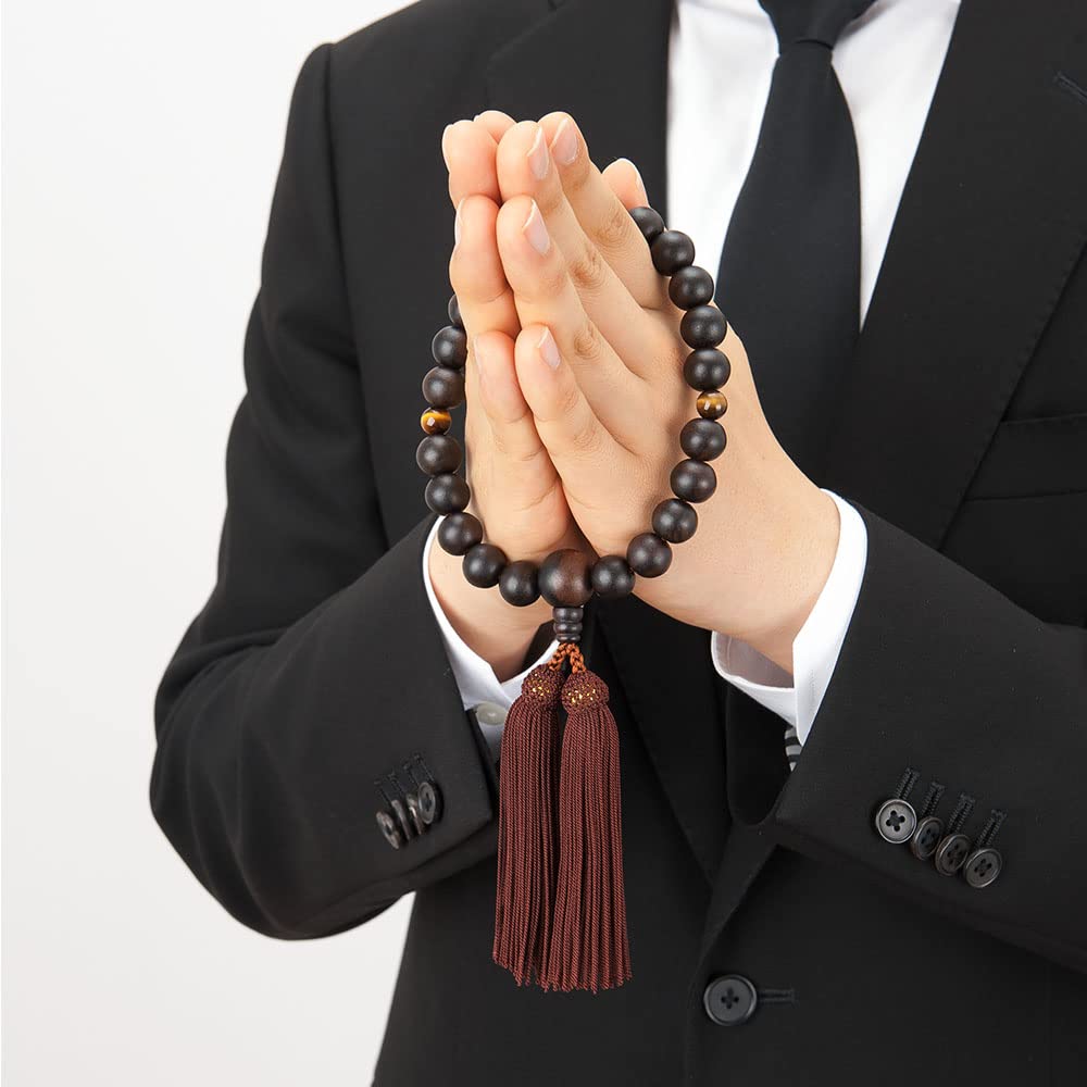 Oltářní obchod Takita Kjótské modlitební korálky pro pruhovaný eben 2 nebeské tygří oko 22 sáčků s korálky Modlitební korálky pro všechny certifikát v ceně [buddhistický shoten]