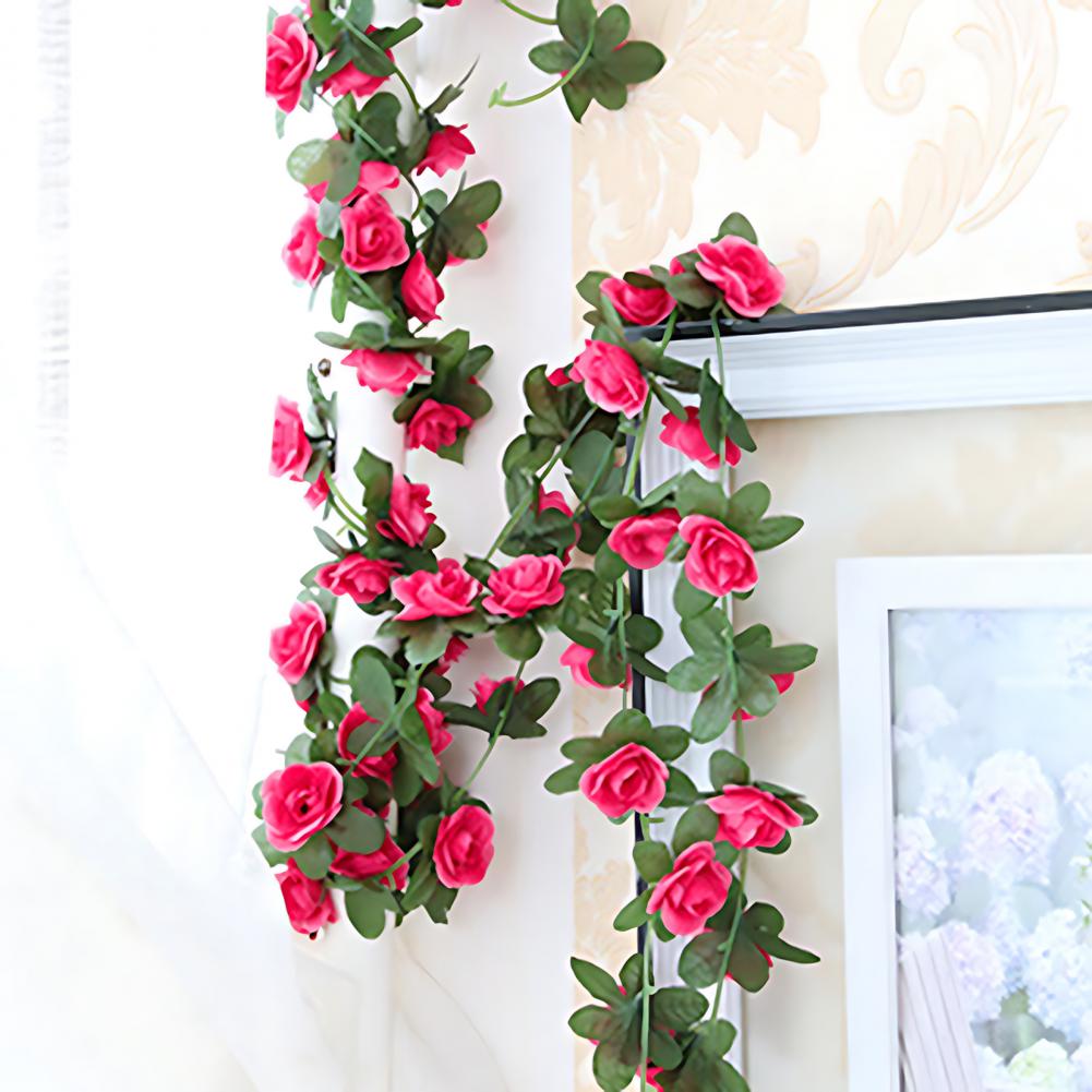 2.5M Artificial Flower Garland Realistic UV Resistant Faux Flower Rattan Vine Wedding Party Hanging Simulation Bloom Decoration