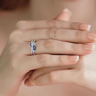 Women Ring X Shape Cubic Zirconia Jewelry Vintage Bright Luster Ring
